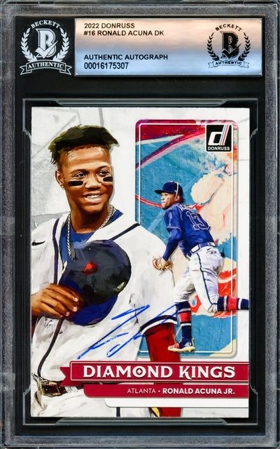 Ronald Acuna Jr. Autographed 2022 Donruss Diamond Kings Card #16 Atlanta Braves Beckett BAS #16175307