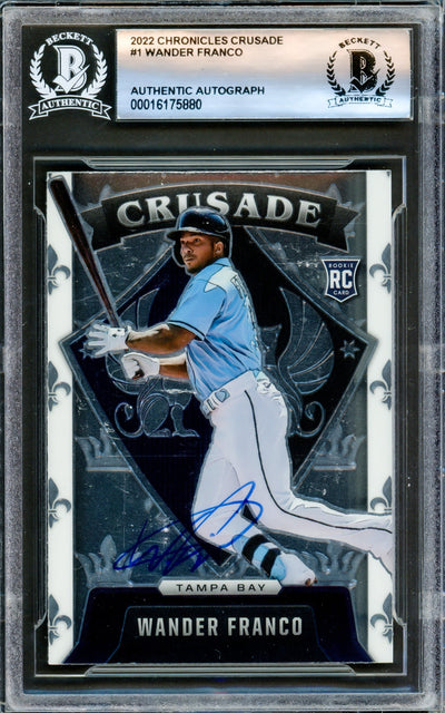 Wander Franco Autographed 2022 Panini Chronicles Crusade Rookie Card #1 Tampa Bay Rays Beckett BAS #16175880