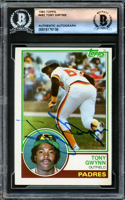 Tony Gwynn Autographed 1983 Topps Rookie Card #482 San Diego Padres Beckett BAS #16176138