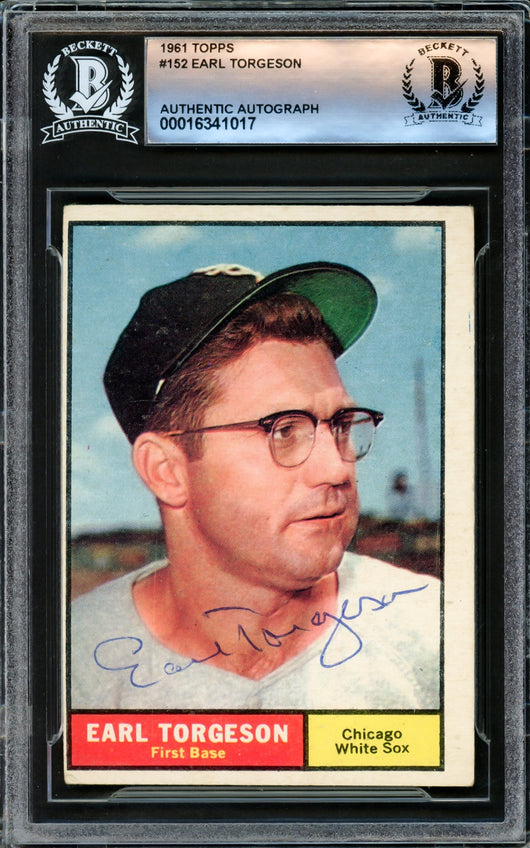Earl Torgeson Autographed 1961 Topps Card #152 Chicago White Sox Beckett BAS #16341017