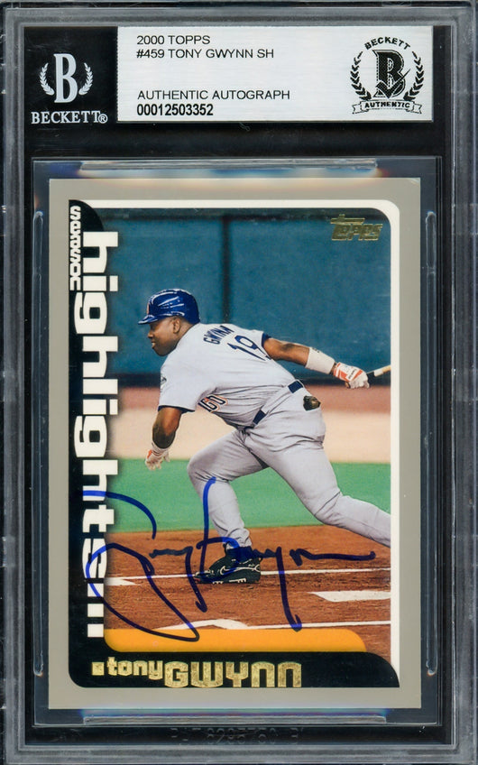 Tony Gwynn Autographed 2000 Topps Card #459 San Diego Padres Beckett BAS #12503352