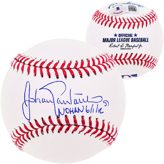 Johan Santana Autographed Official MLB Baseball New York Mets "Nohan 6/1/12" Beckett BAS Witness Stock #210999