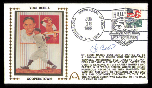 Yogi Berra Autographed 1989 First Day Cover New York Yankees
