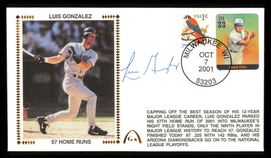 Luis Gonzalez Autographed 2001 First Day Cover Arizona Diamondbacks
