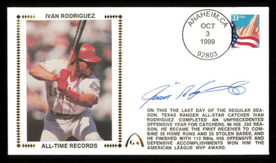 Ivan Rodriguez Autographed 1999 First Day Cover Texas Rangers
