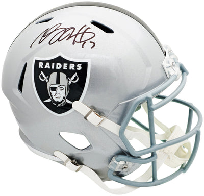 Davante Adams Autographed Las Vegas Raiders Silver Full Size Speed Replica Helmet Beckett BAS Witness