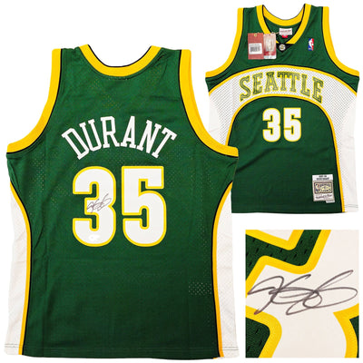 Seattle Supersonics Kevin Durant Autographed Green Authentic Mitchell & Ness Swingman 2007-08 Jersey Size L Beckett BAS QR Stock #212190