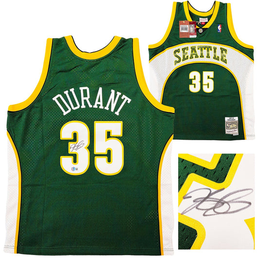Seattle Supersonics Kevin Durant Autographed Green Authentic Mitchell & Ness Swingman 2007-08 Jersey Size XL Beckett BAS QR Stock #212189
