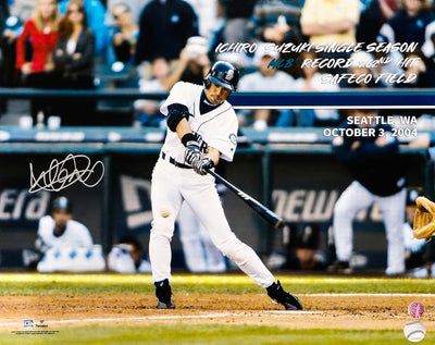 Ichiro Suzuki Autographed 16x20 Photo Seattle Mariners 262 Hit MLB Hit Record IS Holo Stock #212177