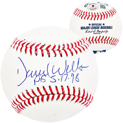 David Wells Autographed Official MLB Baseball New York Yankees "PG 5-17-98" Beckett BAS Witness Stock #212199