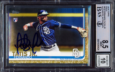 Fernando Tatis Jr. Autographed 2019 Topps Gold Rookie Card #410 San Diego Padres BGS 8.5 Auto Grade Gem Mint 10 Beckett BAS #15350624