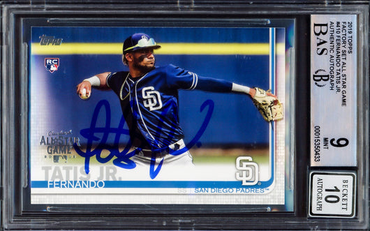Fernando Tatis Jr. Autographed 2019 Topps All-Star Rookie Card #410 San Diego Padres BGS 9 Auto Grade Gem Mint 10 Beckett BAS #15350433