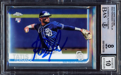 Fernando Tatis Jr. Autographed 2019 Topps Chrome Rookie Card #203 San Diego Padres BGS 8 Auto Grade Gem Mint 10 Beckett BAS #15350705