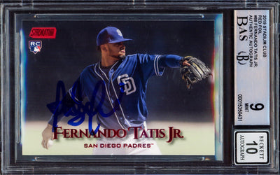 Fernando Tatis Jr. Autographed 2019 Stadium Club Red Foil Rookie Card #88 San Diego Padres BGS 9 Auto Grade Gem Mint 10 Beckett BAS #15350431