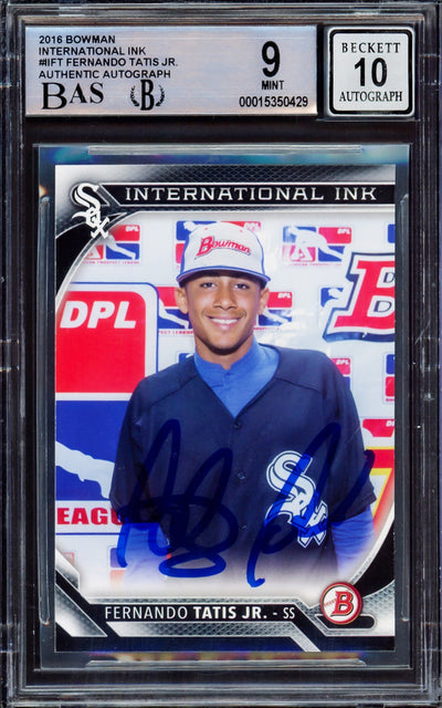 Fernando Tatis Jr. Autographed 2016 Bowman International Ink Rookie Card #II-FT San Diego Padres BGS 9 Auto Grade Gem Mint 10 Beckett BAS #15350429