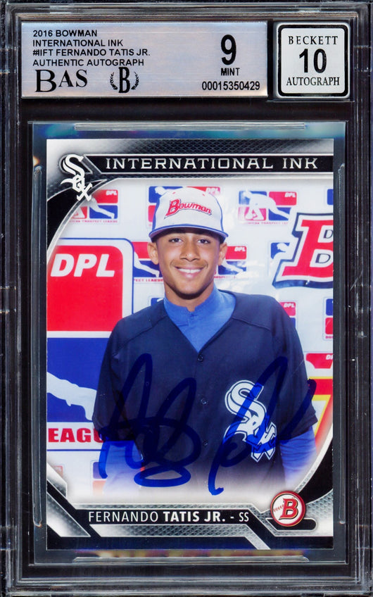 Fernando Tatis Jr. Autographed 2016 Bowman International Ink Rookie Card #II-FT San Diego Padres BGS 9 Auto Grade Gem Mint 10 Beckett BAS #15350429