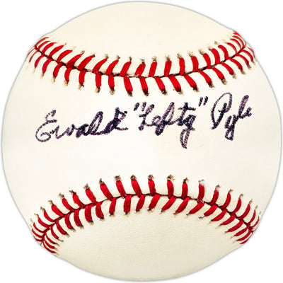 Ewald Lefty Pyle Autographed Official AL Baseball Browns, Braves Beckett BAS QR #BL93641