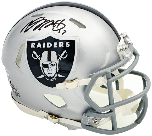 Davante Adams Autographed Las Vegas Raiders Silver Speed Mini Helmet Beckett BAS Witness
