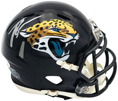 Travis Etienne Autographed Jacksonville Jaguars Black Speed Mini Helmet JSA