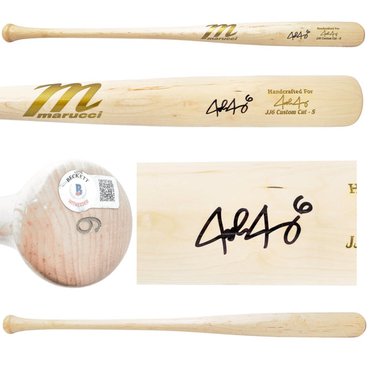 Josh Jung Autographed Blonde Marucci Player Model Baseball Bat Texas Rangers Beckett BAS Witness