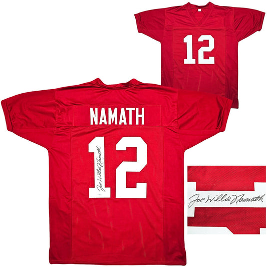 Alabama Crimson Tide Joe Willie Namath Autographed Crimson Jersey Full Name Beckett BAS Witness Stock #212601