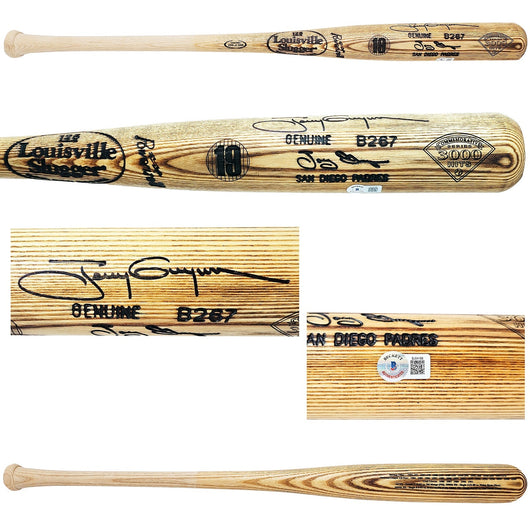 Tony Gwynn Autographed Blonde Louisville Slugger 3000th Hit Bat San Diego Padres #/3000 Beckett BAS QR Stock #212649