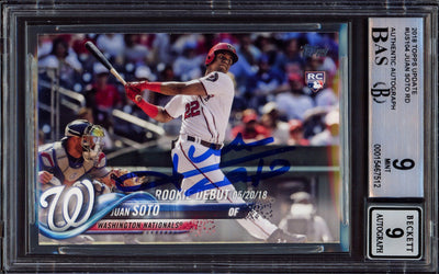 Juan Soto Autographed 2018 Topps Update Rookie Card #US104 Washington Nationals BGS 9 Auto Grade Mint 9 Beckett BAS #15467512