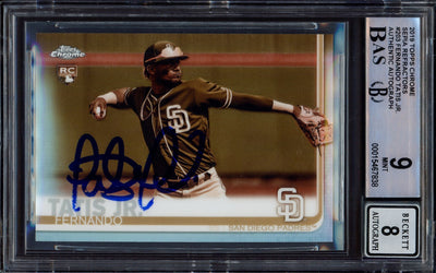 Fernando Tatis Jr. Autographed 2019 Topps Chrome Sepia Refractor Rookie Card #203 San Diego Padres BGS 9 Auto Grade Near Mint/Mint 8 Beckett BAS #15467838