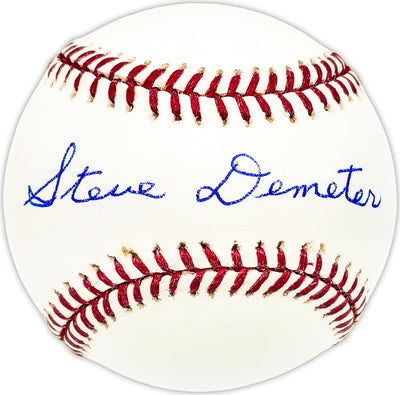 Steve Demeter Autographed Official MLB Baseball Detroit Tigers, Cleveland Indians Beckett BAS QR #BM25175