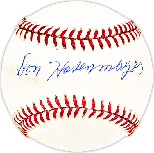 Don Hasenmayer Autographed Official NL Baseball Philadelphia Phillies Beckett BAS QR #BM25489