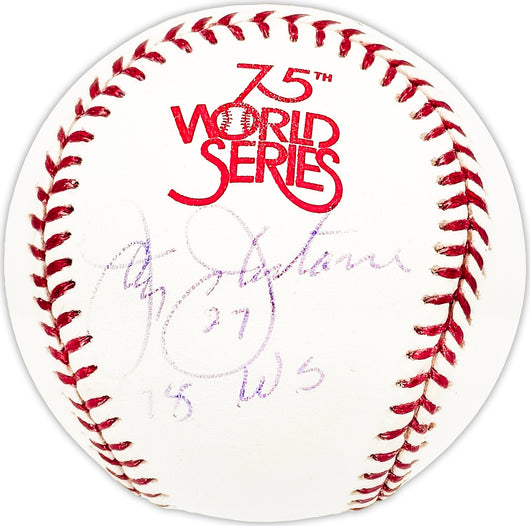 Jay Johnstone Autographed Official 1978 World Series Logo MLB Baseball New York Yankees "78 WS " Beckett BAS QR #BM25599