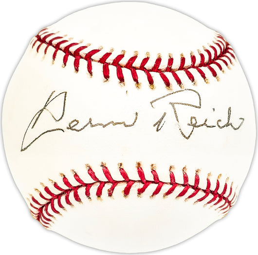 Herm Reich Autographed Official MLB Baseball Chicago Cubs Beckett BAS QR #BM25696