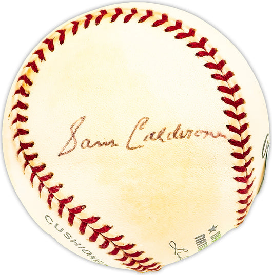 Sam Calderone Autographed Official NL Baseball NY Giants, Milwaukee Braves Beckett BAS QR #BM25730