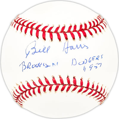 Bill Harris Autographed Official NL Baseball Brooklyn Dodgers "1957" Beckett BAS QR #BM25800