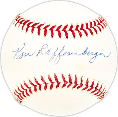 Ken Raffensberger Autographed Official NL Baseball Philadelphia Phillies, Cincinnati Reds Beckett BAS QR #BM25845