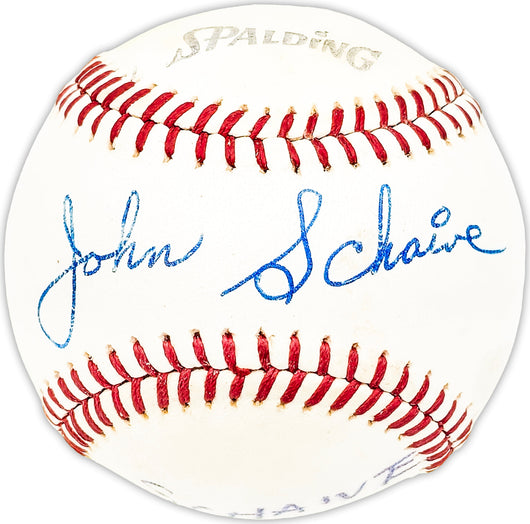 John Johnny Schaive Autographed Official Spalding Baseball Washington Senators Beckett BAS QR #BM25394