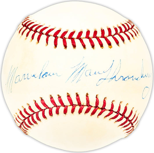Marvelous Marv Throneberry Autographed Official AL Baseball New York Yankees, New York Mets Beckett BAS QR #BM25404