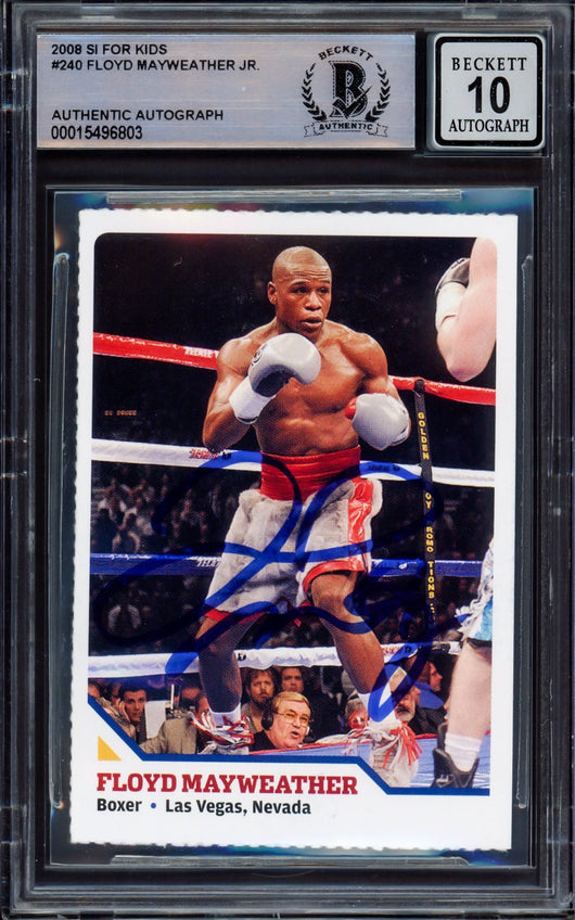 Floyd Mayweather Jr. Autographed 2008 Sports Illustrated SI for Kids Rookie Card #240 Auto Grade Gem Mint 10 Beckett BAS #15496803
