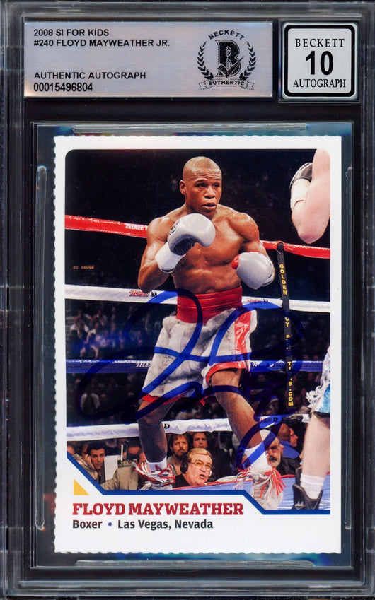 Floyd Mayweather Jr. Autographed 2008 Sports Illustrated SI for Kids Rookie Card #240 Auto Grade Gem Mint 10 Beckett BAS #15496804