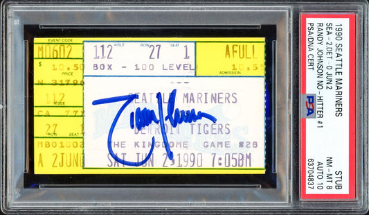 Randy Johnson Autographed 1st No Hitter Ticket Stub Seattle Mariners June 2nd, 1990 PSA 8 Auto Grade Gem Mint 10 Highest Graded PSA/DNA #63704837