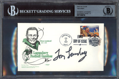Tom Landry Autographed First Day Cover Dallas Cowboys Auto Grade Gem Mint 10 Beckett BAS #15498768