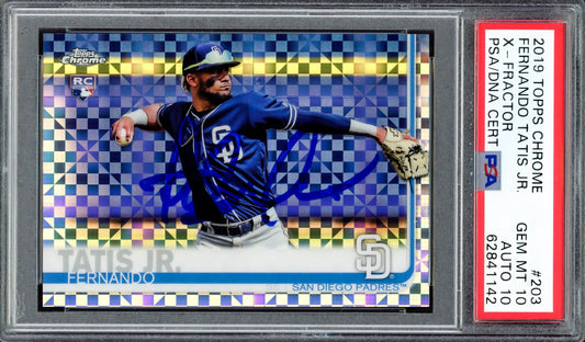 Fernando Tatis Jr. Autographed 2019 Topps Chrome X-Fractor Rookie Card #203 San Diego Padres PSA 10 Auto Grade Gem Mint 10 PSA/DNA #62841142