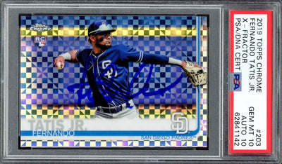 Fernando Tatis Jr. Autographed 2019 Topps Chrome X-Fractor Rookie Card #203 San Diego Padres PSA 10 Auto Grade Gem Mint 10 PSA/DNA #62841142