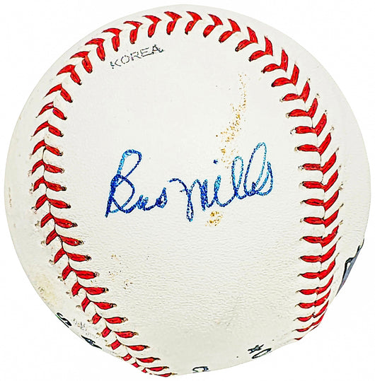 Buster Mills Autographed Official NCAA Baseball Boston Red Sox Vintage Signature Beckett BAS QR #BH039021