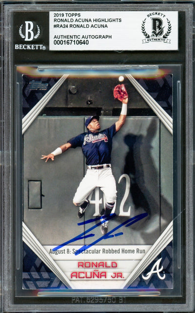 Ronald Acuna Jr. Autographed 2019 Topps Player Highlights Card #RA-24 Atlanta Braves Beckett BAS #16710640