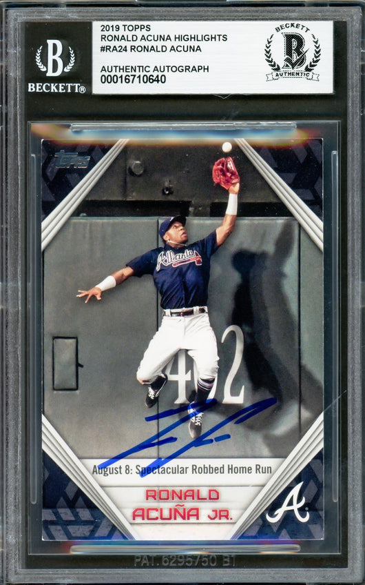 Ronald Acuna Jr. Autographed 2019 Topps Player Highlights Card #RA-24 Atlanta Braves Beckett BAS #16710640