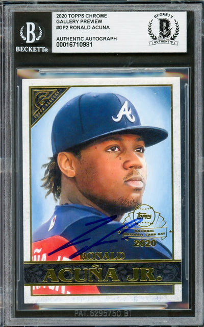 Ronald Acuna Jr. Autographed 2020 Topps Gallery National BB Card Day Card #GP-2 Atlanta Braves Beckett BAS #16710981