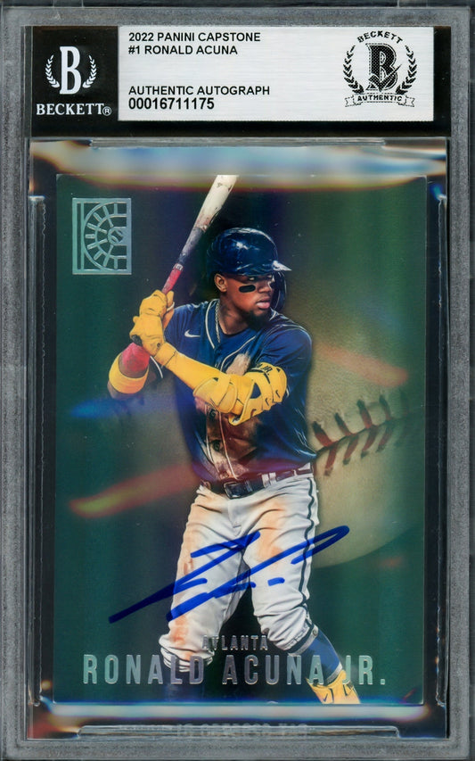 Ronald Acuna Jr. Autographed 2022 Panini Capstone Card #1 Atlanta Braves Beckett BAS #16711175