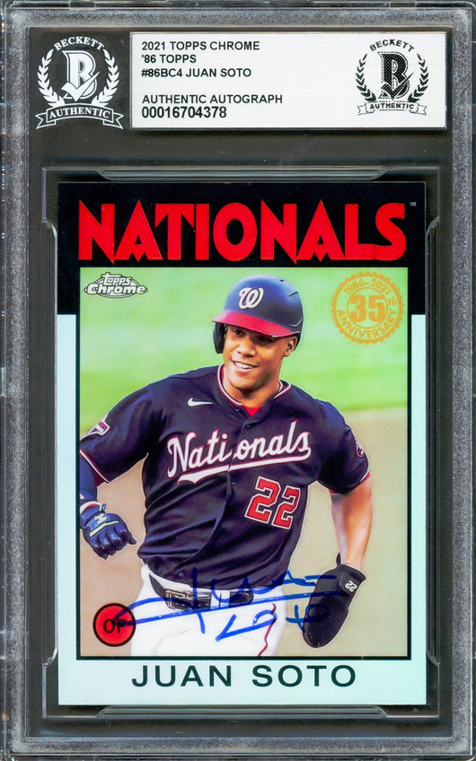 Juan Soto Autographed 2021 Topps Chrome 35th Anniversary Card #86BC-4 New York Yankees Beckett BAS #16704378