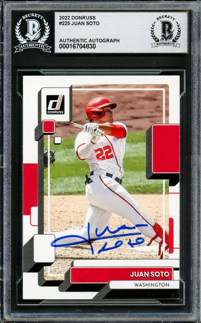 Juan Soto Autographed 2022 Donruss Card #225 New York Yankees Beckett BAS #16704830